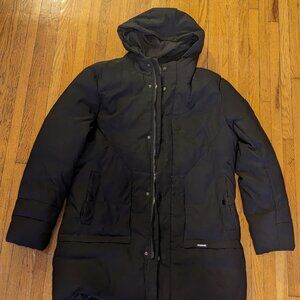 Men’s Black Hooded Puffer Parka Winter Coat Warm Insulated 3XL
